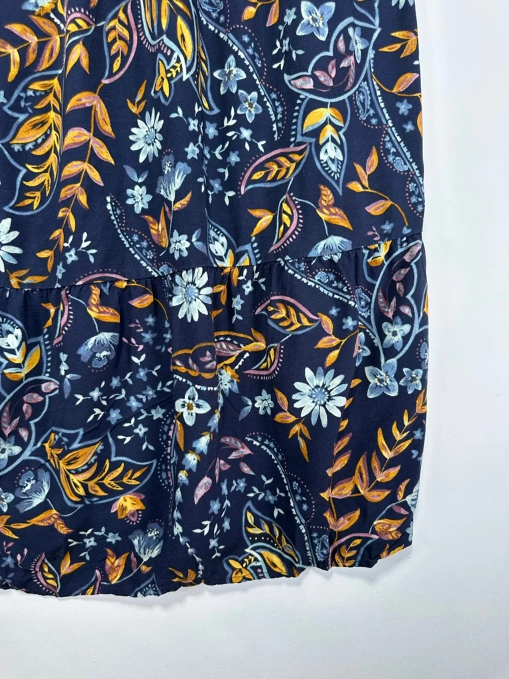 Reitmans Dark Floral Tiered Midi Dress Navy Boho Ruffle Hem Ruched XXL - Picture 5 of 10